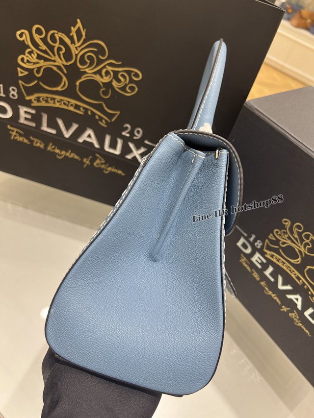 Delvaux太平洋藍外縫線全新mini手提女包 德爾沃專櫃經典焦糖色BrillantPM包袋 bxs1060